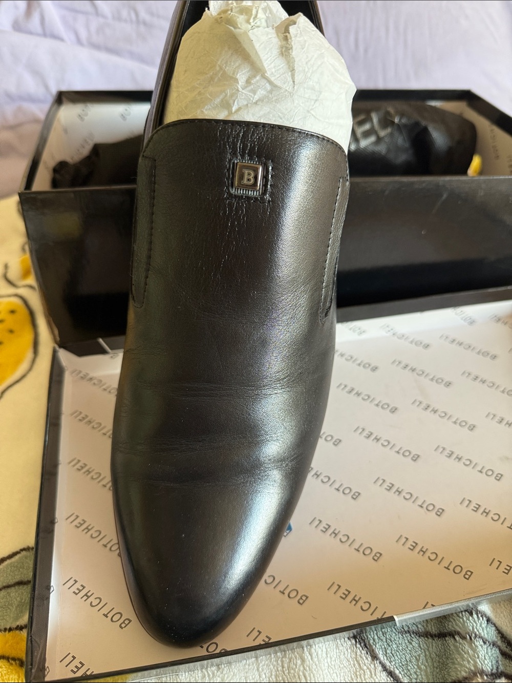 Black Leather Slip-On Dress Loafer for Men